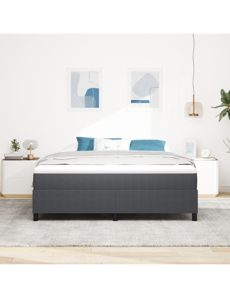 Letto con Rete e Materasso Grigio Scuro Super King in Tessuto a Coste