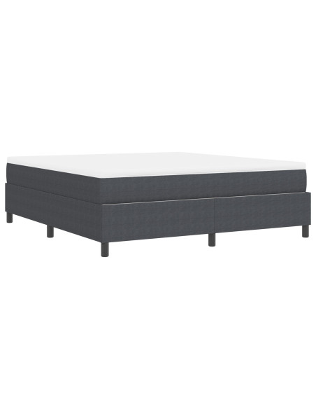 Letto con Rete e Materasso Grigio Scuro Super King in Tessuto a Coste