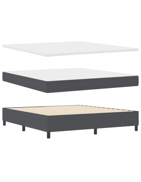 Letto con Rete e Materasso Grigio Scuro Super King in Tessuto a Coste