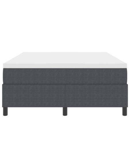 Letto Box Spring con Materasso Grigio Scuro 140x200 cm Tessuto in Velluto a Coste