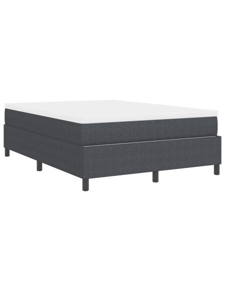 Letto Box Spring con Materasso Grigio Scuro 140x200 cm Tessuto in Velluto a Coste