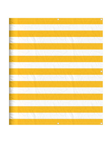 Paravento per Balcone Striscia Gialla e Bianca 120x700 cm