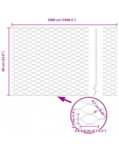 Recinzione Esagonale Grigia 0.6x50 m Acciaio
