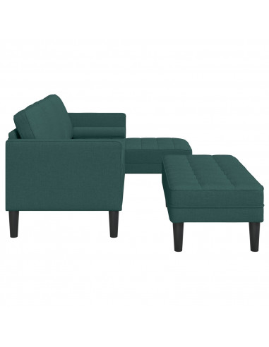 Set di divani 2 pezzi con cuscini in tessuto verde scuro