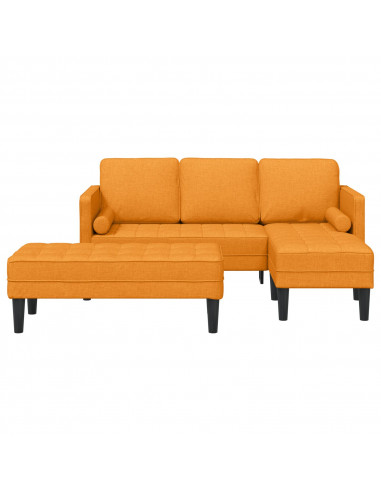 Set di divani da 2 pezzi con cuscini in tessuto giallo scuro