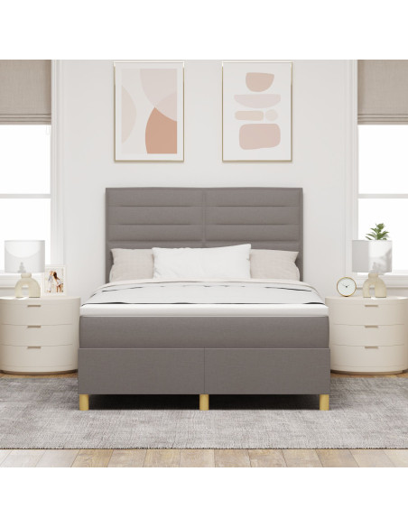 Letto con Rete a Molle e Materasso Tortora 140x190 cm Tessuto