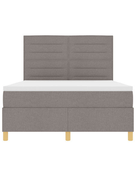 Letto con Rete a Molle e Materasso Tortora 140x190 cm Tessuto