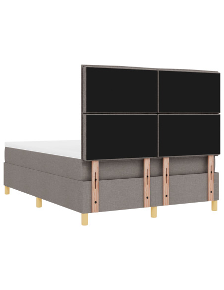 Letto con Rete a Molle e Materasso Tortora 140x190 cm Tessuto