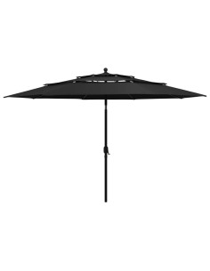 Ombrellone a 3 Livelli con Palo in Alluminio Nero 3,5 m 2
