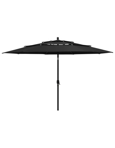 Ombrellone a 3 Livelli con Palo in Alluminio Nero 3,5 m