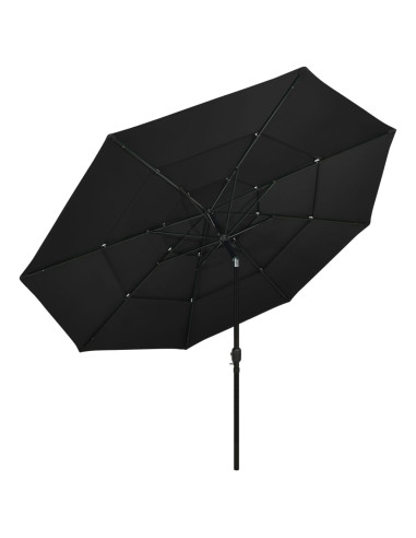 Ombrellone a 3 Livelli con Palo in Alluminio Nero 3,5 m