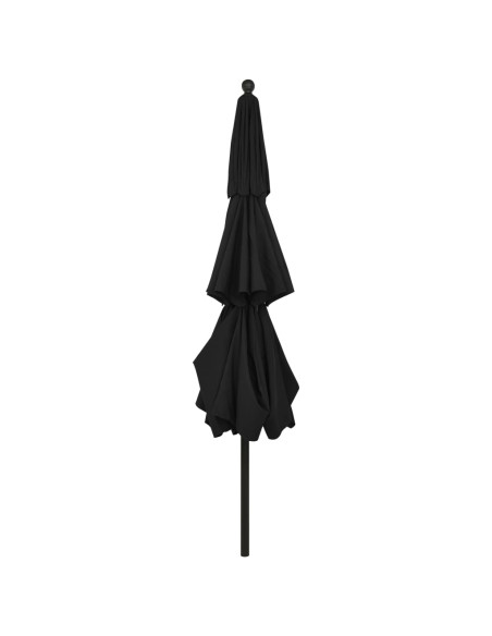 Ombrellone a 3 Livelli con Palo in Alluminio Nero 3,5 m