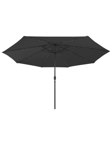 Ombrellone da Esterni con LED e Palo in Metallo 400 cm Nero