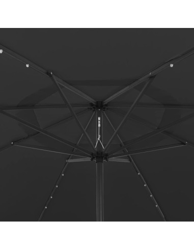Ombrellone da Esterni con LED e Palo in Metallo 400 cm Nero