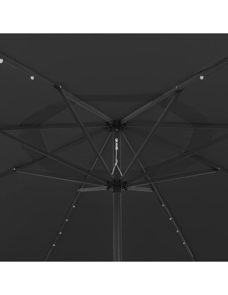 Ombrellone da Esterni con LED e Palo in Metallo 400 cm Nero