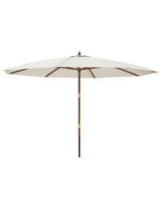 Ombrellone da Giardino con Palo in Legno Sabbia 400x273 cm 2