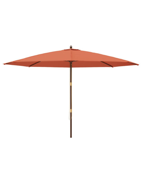 Ombrellone da Giardino con Palo in Legno Terracotta 400x273 cm