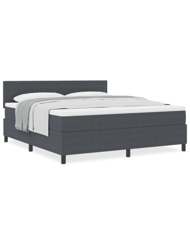 Letto a molle con testiera Grigio Scuro e Bianco 180 x 200 cm