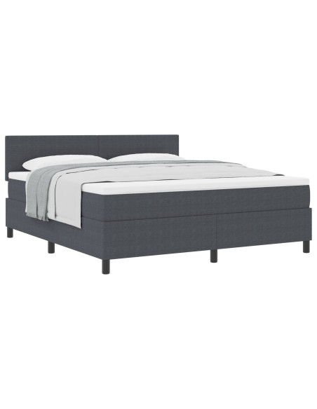 Letto a Mola con Materasso Grigio Scuro Tessuto a Costine