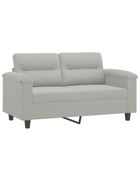 Set Divani 4 pz con Cuscini Grigio Chiaro in Tessuto Microfibra
