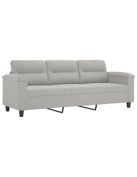 Set Divani 4 pz con Cuscini Grigio Chiaro in Tessuto Microfibra