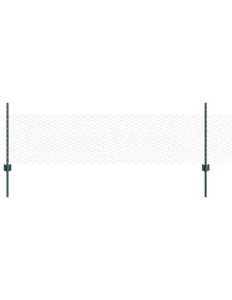 Pali per Recinzione  11 pcs Canale a U Verde 60 cm Acciaio, Recinzione Esagonale Verde 0.5x100 m in Acciaio
