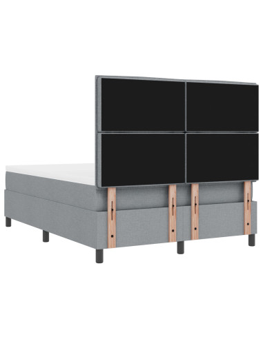 Letto a molle con materasso Grigio chiaro 140 x 200 cm Tessuto