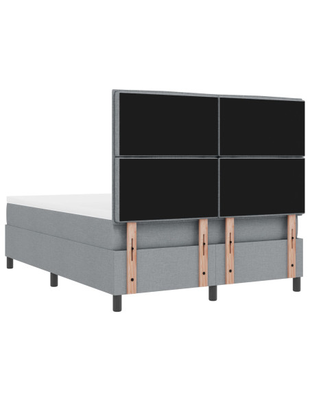 Letto a molle con materasso Grigio chiaro 140 x 200 cm Tessuto