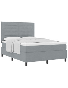 Letto a molle con materasso Grigio chiaro 140 x 200 cm Tessuto 2
