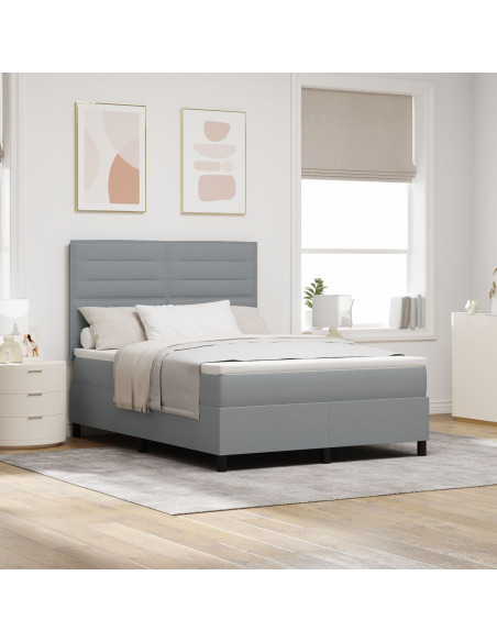 Letto a molle con materasso Grigio chiaro 140 x 200 cm Tessuto