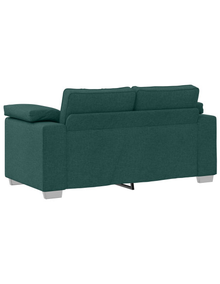 Set divano 2 pezzi con cuscini in tessuto verde scuro