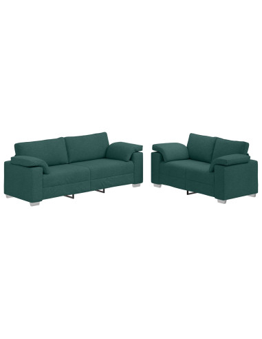 Set di divani 2 pcs Verde Scuro 219 x 77 x 82 cm Tessuto