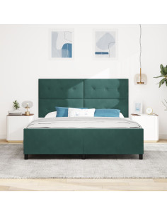 Letto a molle con testiera Verde Scuro 180 x 200 cm Velluto