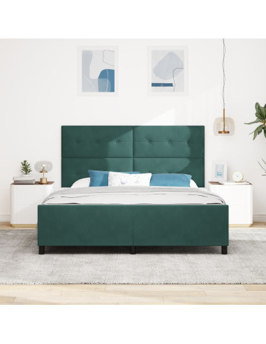 Letto a molle con testiera Verde Scuro 180 x 200 cm Velluto