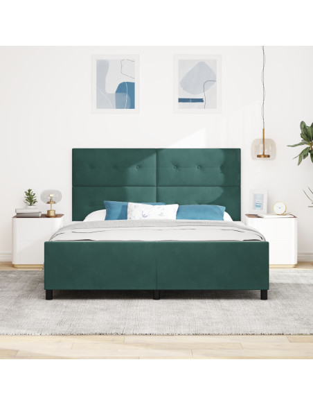 Letto a molle con testiera Verde Scuro 180 x 200 cm Velluto