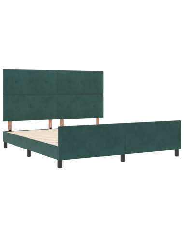 Letto a molle con testiera Verde Scuro 180 x 200 cm Velluto