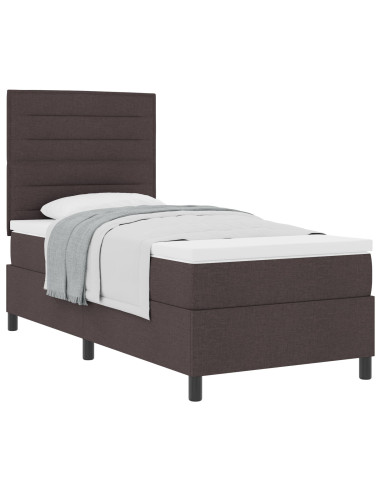 Letto a molle con materasso Marrone Scuro 90 x 200 cm Tessuto