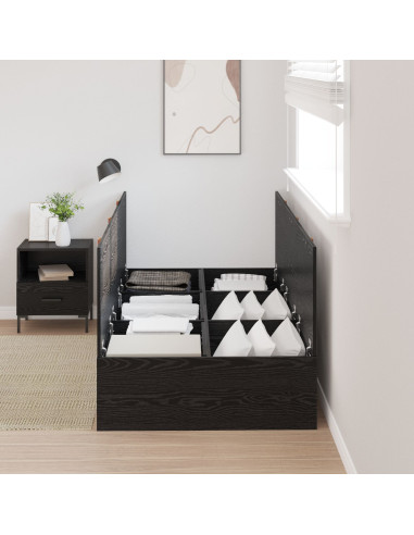 Struttura letto con contenitore Rovere Nero 80 x 200 cm