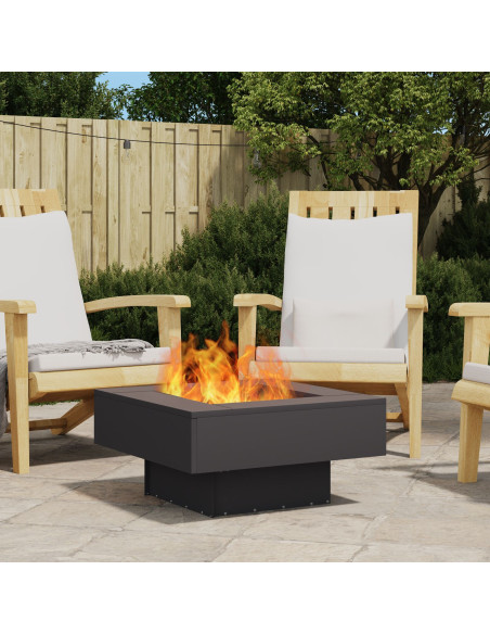 Focolare Square  Nero 60x60x30 cm Acciaio