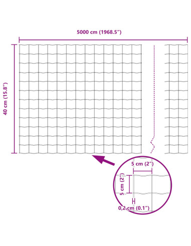 Recinzione con Posto Argento 0,4 x 50 m Acciaio
