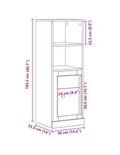 Highboard Rovere Nero 36 x 35.5 x 103.5 cm Legno multistrato