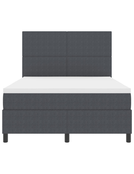 letto box spring  con materasso grigio scuro 140x200 cm tessuto in corduroy