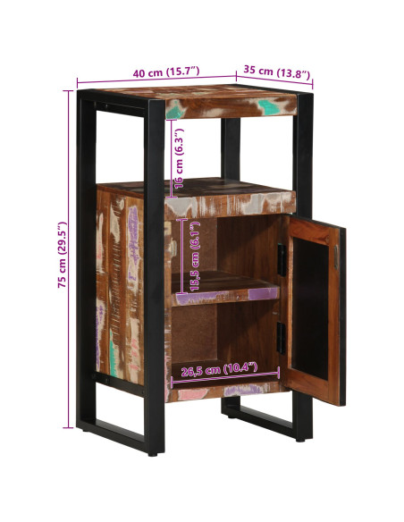 Armadio da Bagno  Multicolore 40x35x75 cm in Legno Riciclato