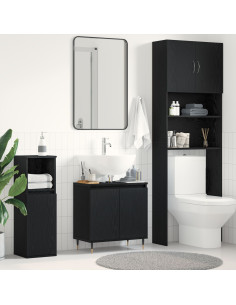 Armadio per Lavabo da Bagno Rovere Nero 58 x 33 x 60 cm