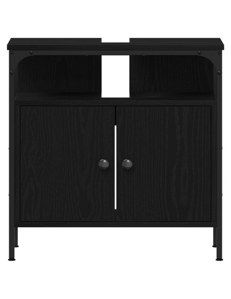 Set di mobili da bagno  3 pezzi Rovere Nero Legno ingegnerizzato