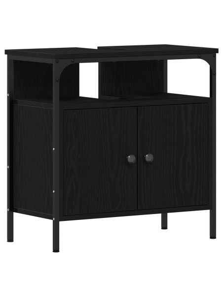 Set di mobili da bagno  3 pezzi Rovere Nero Legno ingegnerizzato