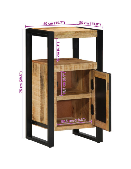 Armadio da Bagno  40x35x75 cm Legno Massello Grezzo di Mango