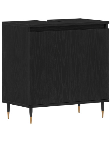 Armadio per Lavabo da Bagno Rovere Nero 58 x 33 x 60 cm