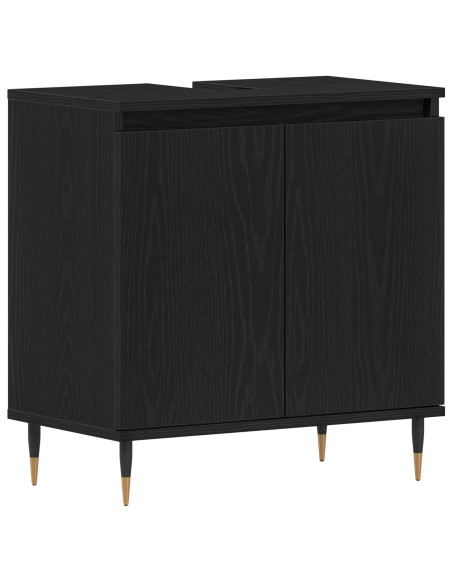 Mobile Lavabo da Bagno  Rovere Nero 58x33x60 cm Legno Ingegnerizzato