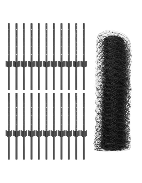 Pali di Recinzione  11 pezzi Canale U Grigio 40 cm Acciaio, Recinzione Esagonale  Grigio 0,4x50 m Acciaio